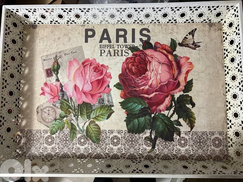 vintage metallic tray with stand 1