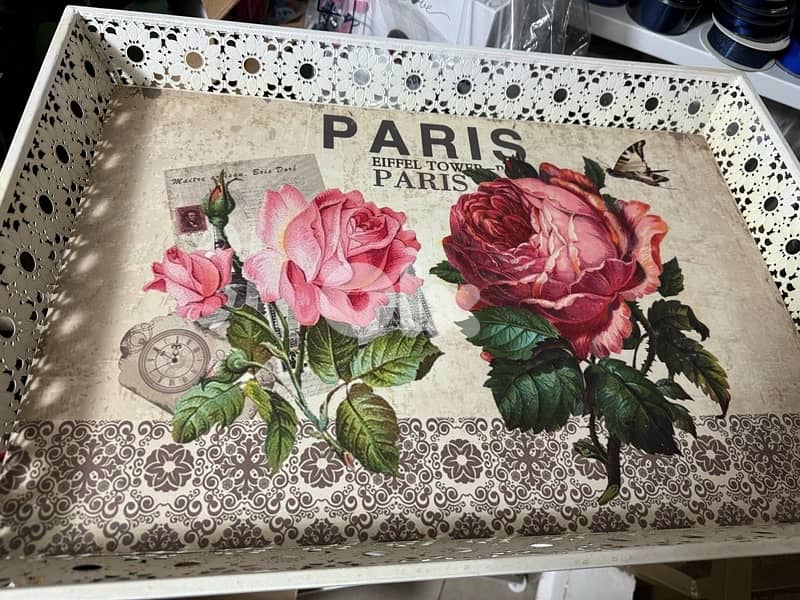 vintage metallic tray with stand 2