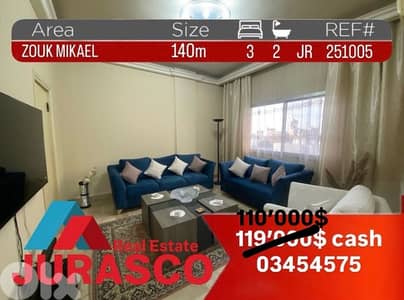 Apartment in zouk mikael 140m/ شقة للبيع في ذوق مكايل ١٤٠متر