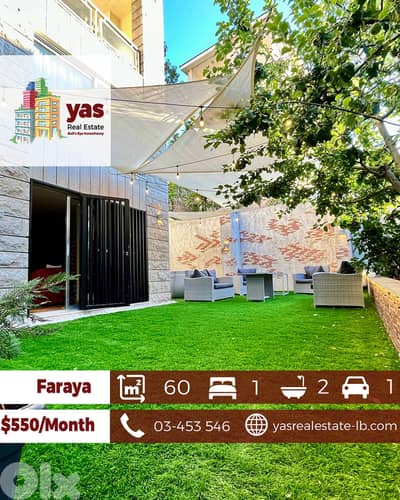 Faraya 60m2 | 80m2 Garden | Furnished | Rent |  Open View | DA