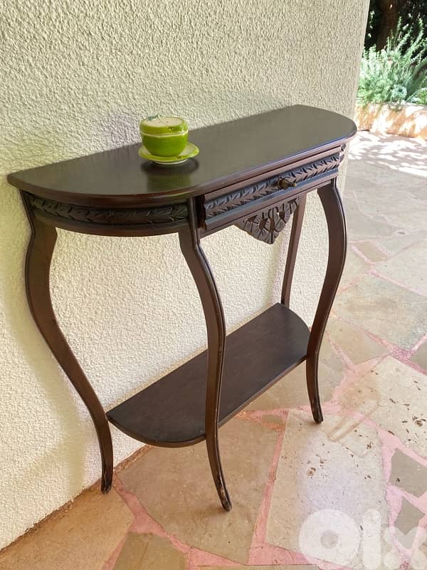 *Vintage Wooden Console Table with Drawer 0