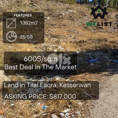 Land for sale in Tilal Faqra ارض للبيع في منطقة تلال فقرا