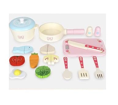 Wooden Mini Kitchen Playset With Utensils- طقم مطبخ خشبي صغير مع أدوات 1