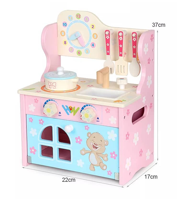 Wooden Mini Kitchen Playset With Utensils- طقم مطبخ خشبي صغير مع أدوات 2