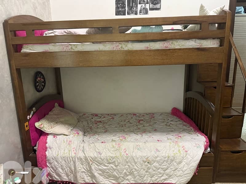 Real Wood bunk bed with drawers-204x108cm 0