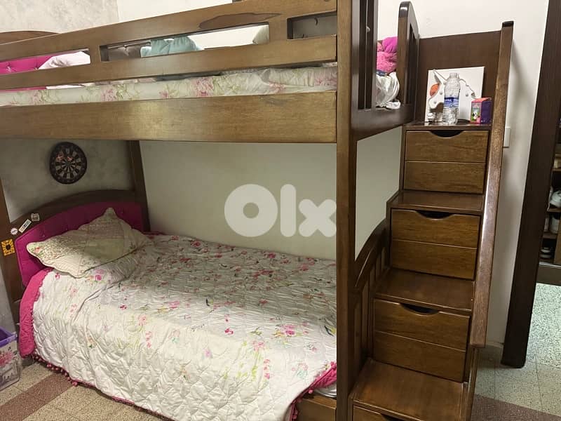 Real Wood bunk bed with drawers-204x108cm 1