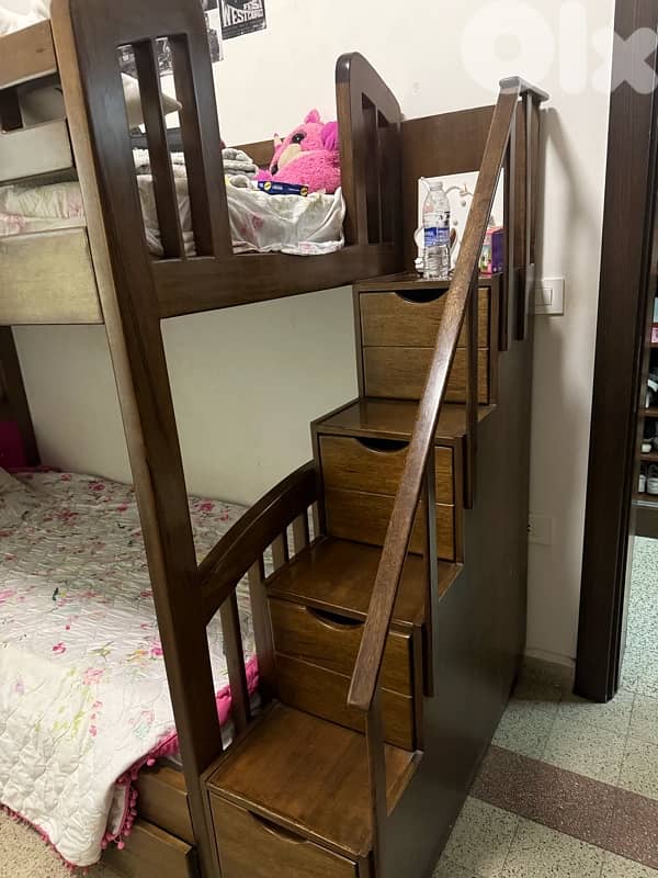Real Wood bunk bed with drawers-204x108cm 2