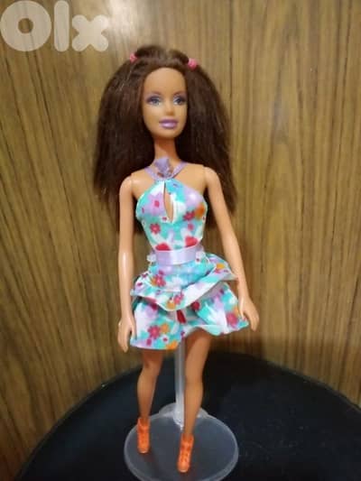 Barbie GLITZ Brunette as new doll in floral dress2005 Unflexi+Shoes=20