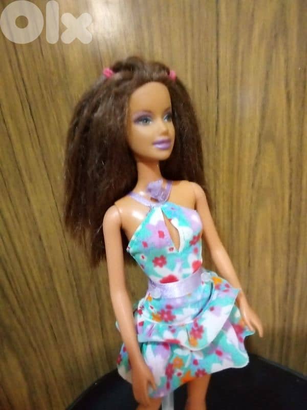 Barbie GLITZ Brunette as new doll in floral dress2005 Unflexi+Shoes=20 1