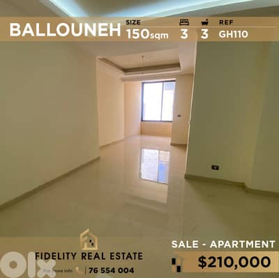 Apartment for sale in Ballouneh GH110 شقة  للبيع في بلونة