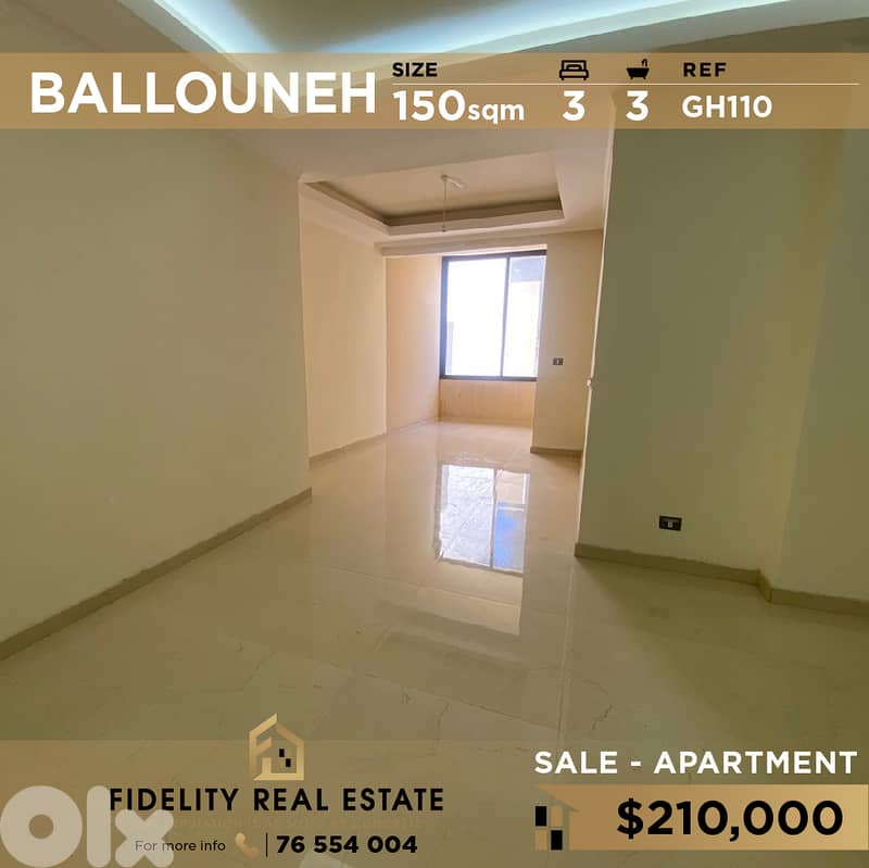 Apartment for sale in Ballouneh GH110 شقة  للبيع في بلونة 0