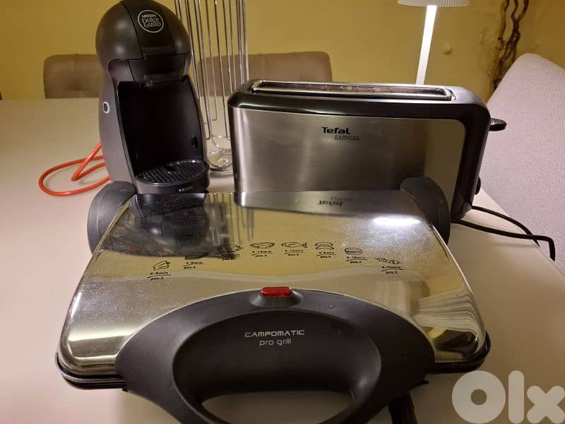 Krups coffee machine + Toaster Tefal + Grill Campomatic 4