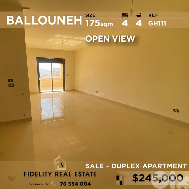 Duplex for sale in Ballouneh GH111 دوبلكس  للبيع في بلونة 0