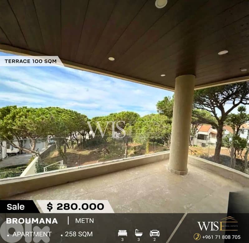 Stunning 258 SQM Apartment with Terrace for SALE in Broumana 0