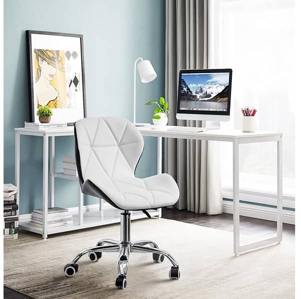 Taimi Ergonomic Office Chair – White & Black Faux Leather Design 1