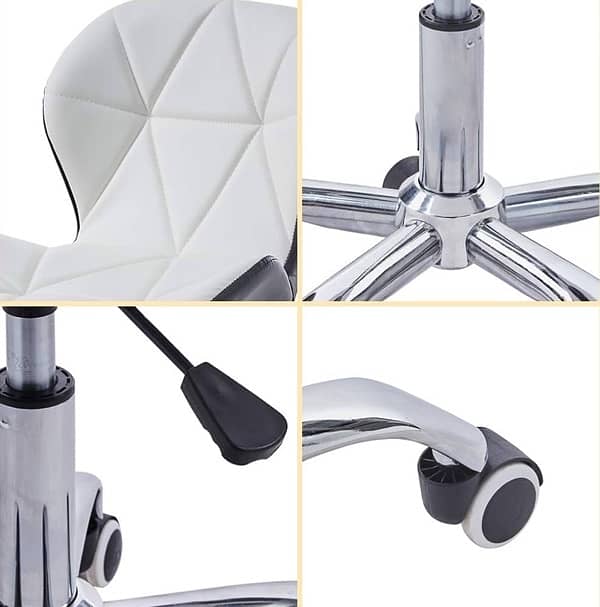 Taimi Ergonomic Office Chair – White & Black Faux Leather Design 4