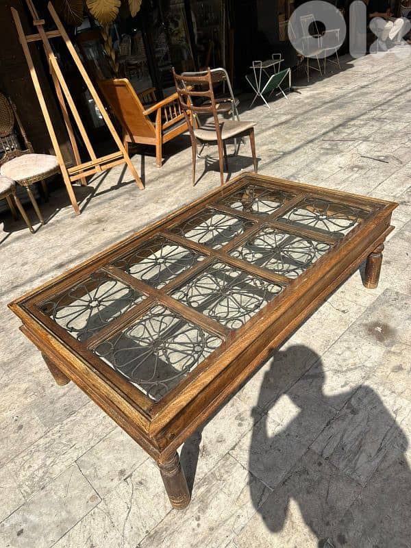 table salon 150cmx90cmطاولة وسط انتيك خشب قطراني حجم كبير 4