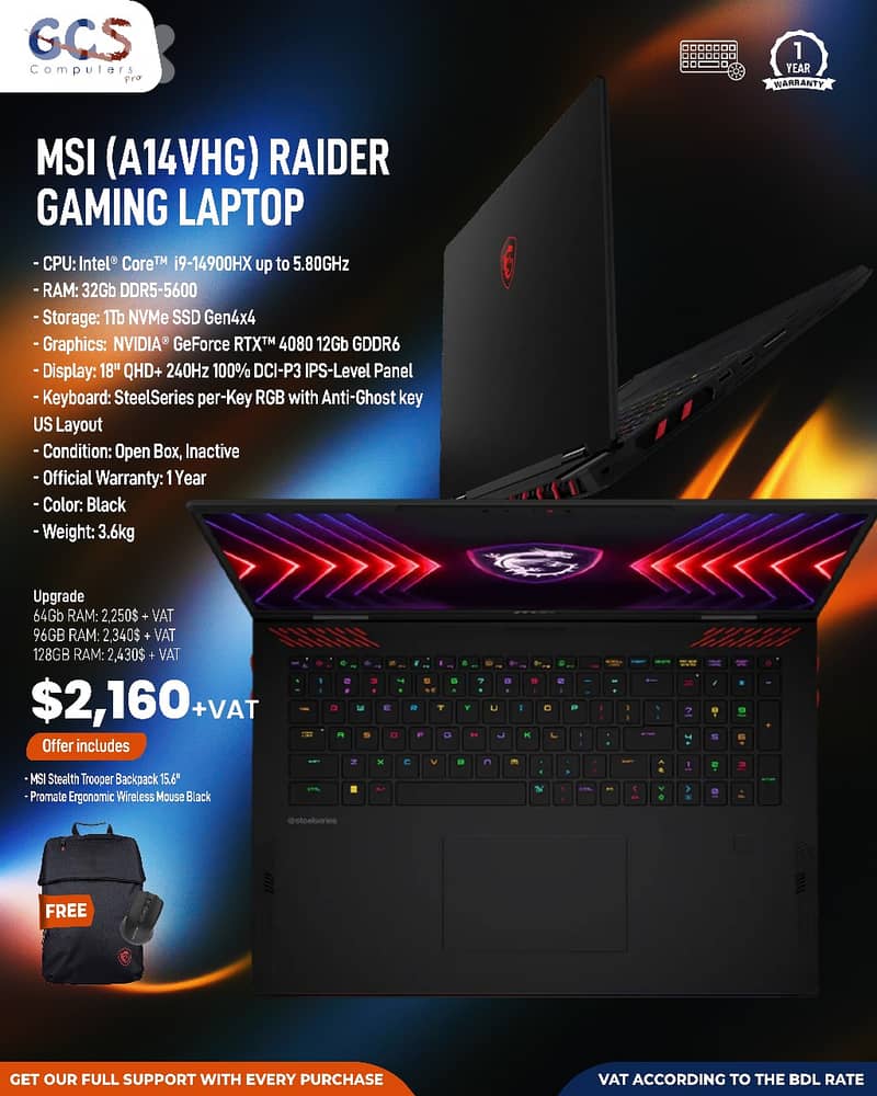 MSI (A14VHG) Raider Gaming Laptop 0