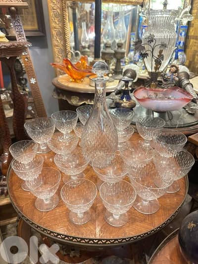 set 22 pcs baccarat frensh garafغراف بكارا مع كبايات فرنسي انتيك