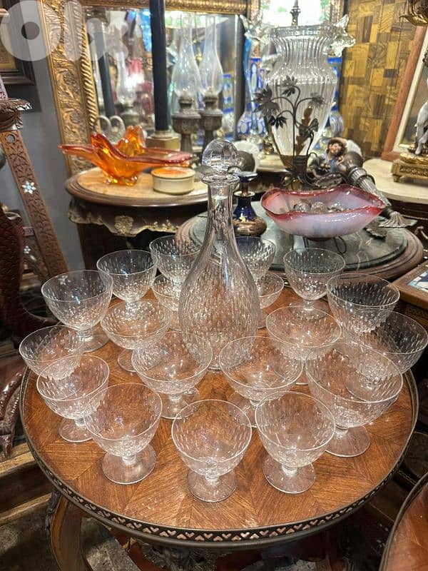 set 22 pcs baccarat frensh garafغراف بكارا مع كبايات فرنسي انتيك 1