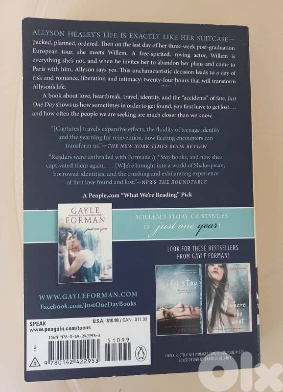 just one day novel by:Gayle Forman 1