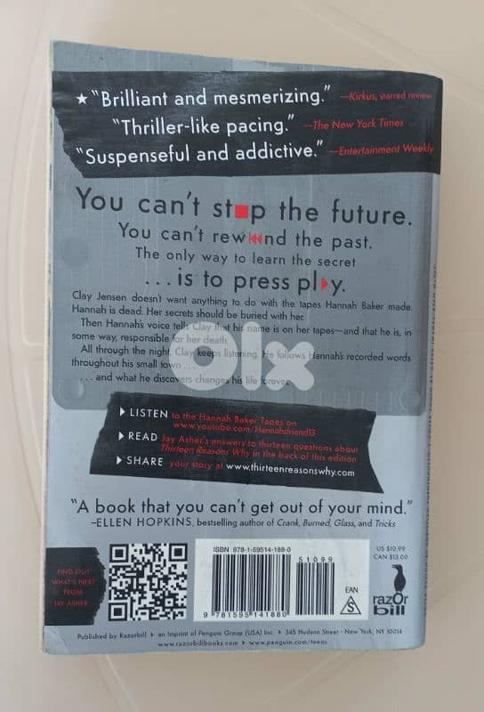 A novel:Thirteen Reasons Why by:Jay Asher 1