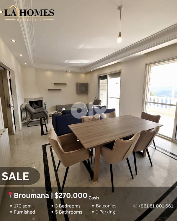 apartment for sale in broumana شقة للبيع في برمانا 0