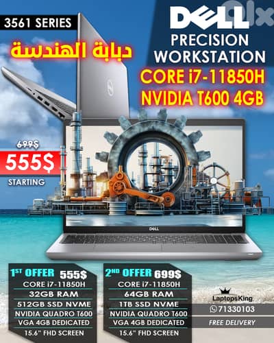 DELL PRECISION 3561 CORE i7-11850H VGA NVIDIA QUADRO T600 4GB 15.6"