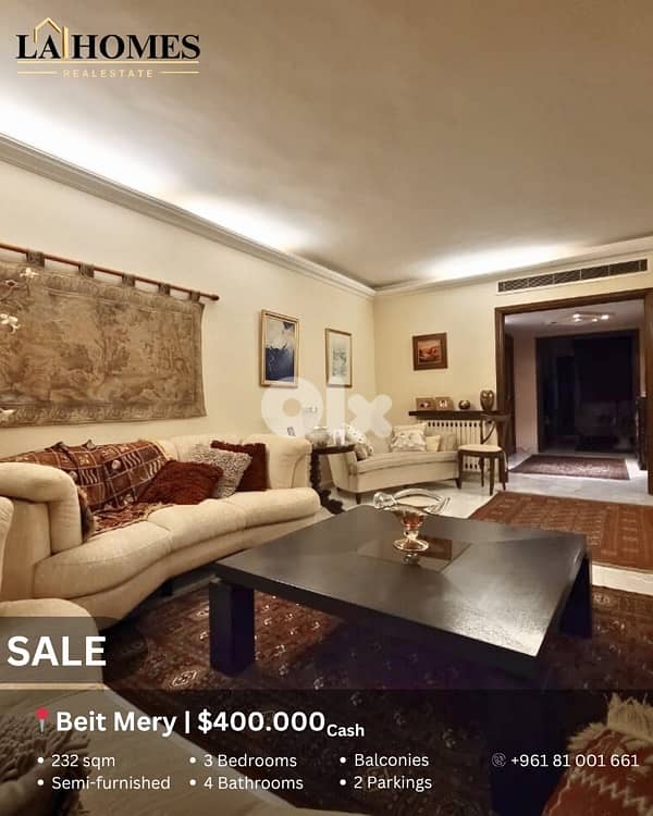 apartment for sale in beit mery شقة للبيع في بيت مري 0
