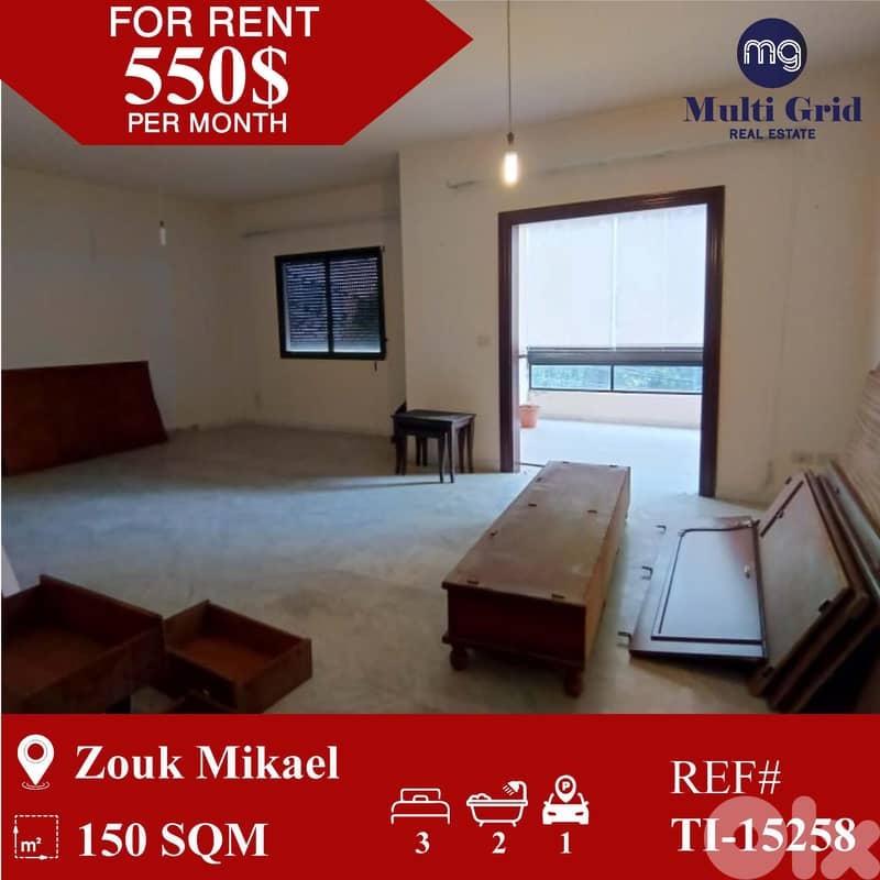 TI-15258 / Apartment for Rent in Zouk Mikael, شقة للايجار في زوق مكايل 0