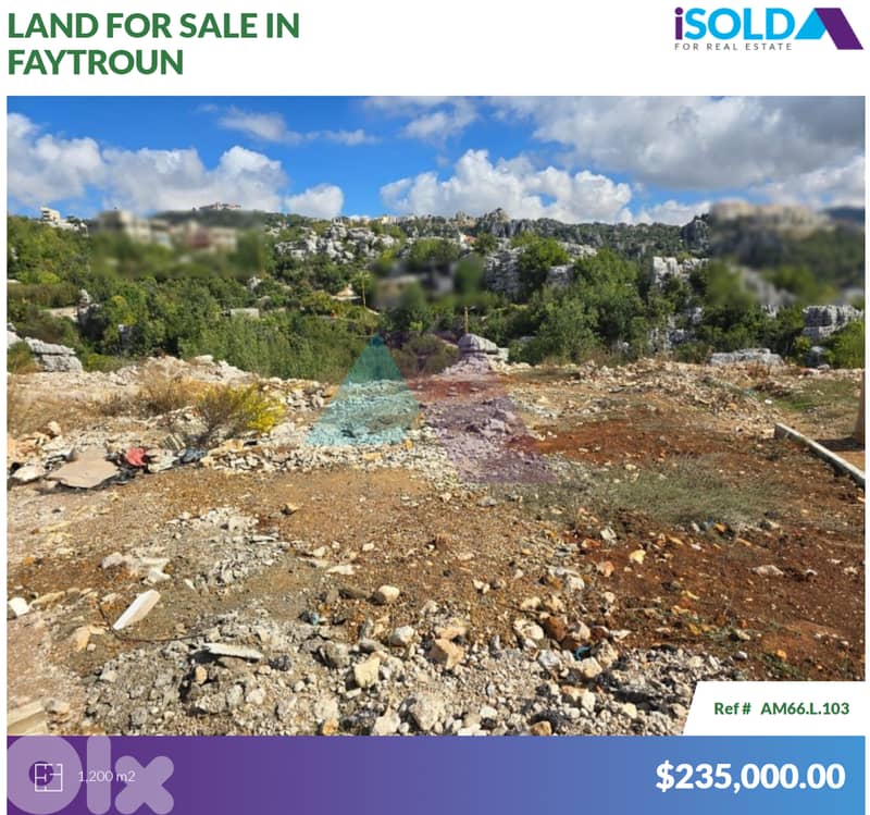 Land with Prime Location 4sale in Faytroun - أرض للبيع في فيطرون 0