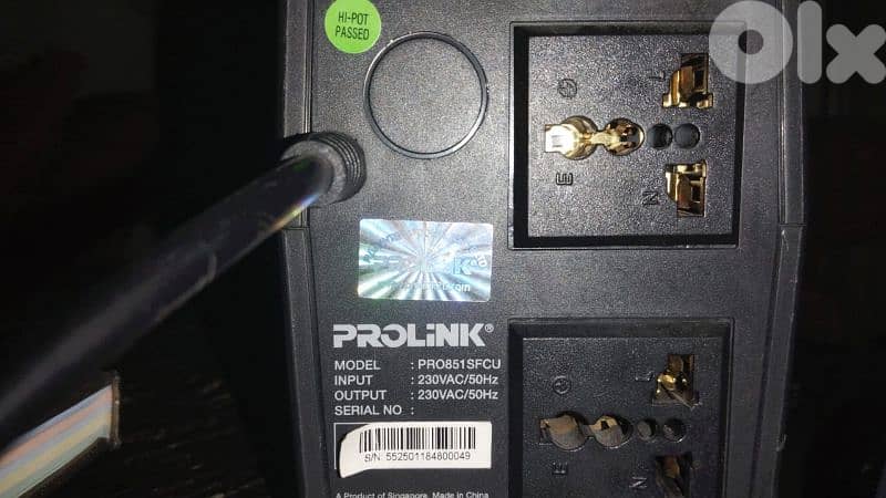 PROLiNK PRO851SFCU.     12V 9Ah   batteries: 1    12V DC 1