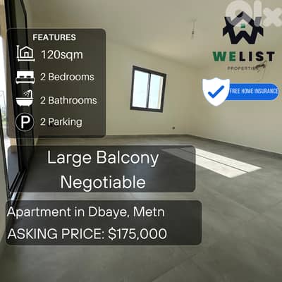 120sqm Apartment for sale in Dbayeh, Metn REF: EA25JSD120200