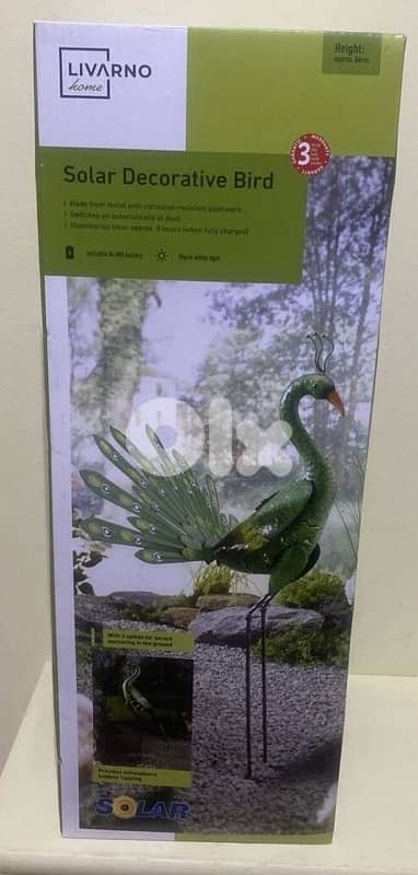 Home Solar Decorative Bird Height 86cm Green Peacock