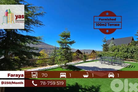 Faraya 70m2 | 100m2 Terrace | Furnished | Rent | Calm Area | DA/EH