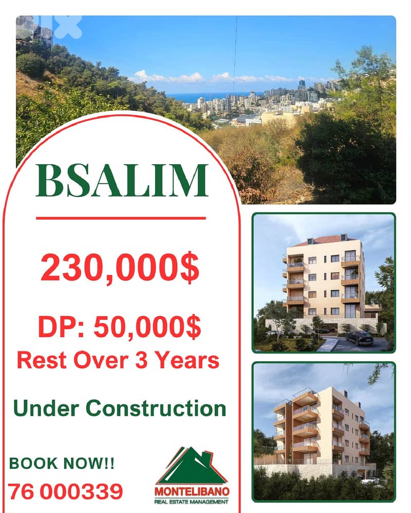 Under Construction 175 sqm Apartment For Sale in Bsalim+Installment 0