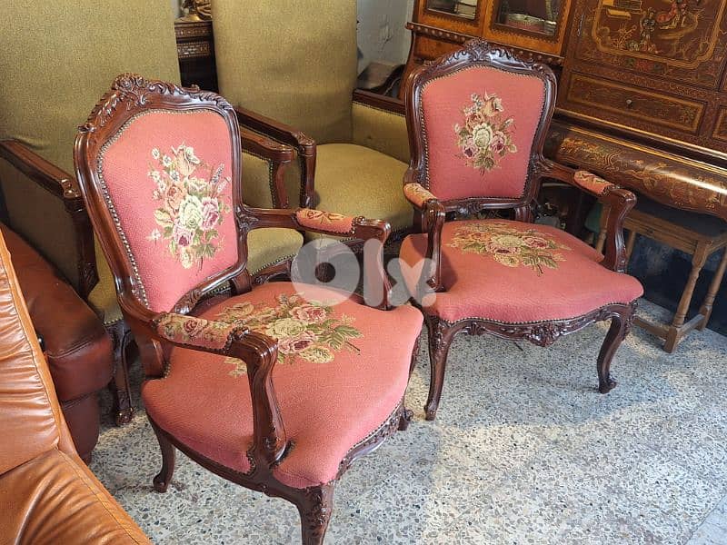 antique handmade aubisson armchairs 1