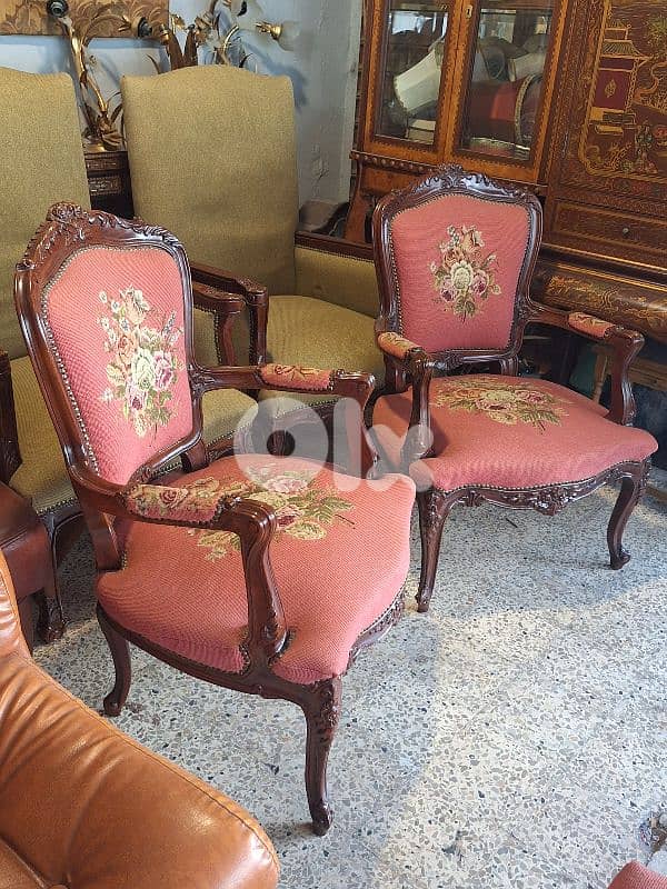 antique handmade aubisson armchairs 2