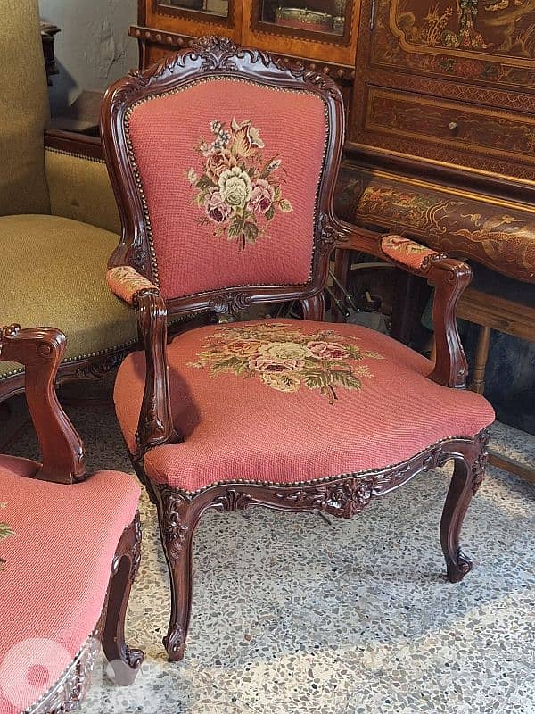 antique handmade aubisson armchairs 3