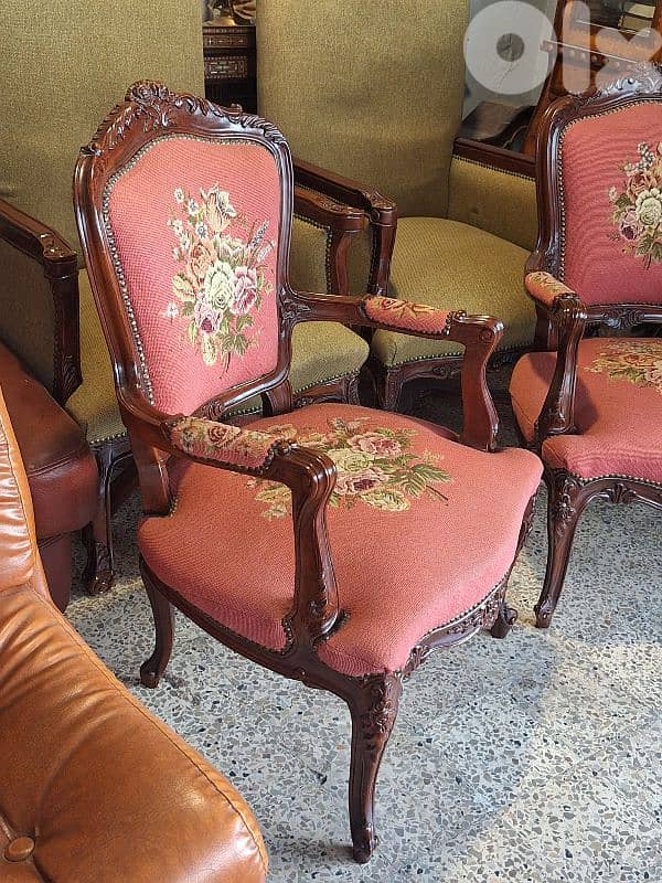 antique handmade aubisson armchairs 4