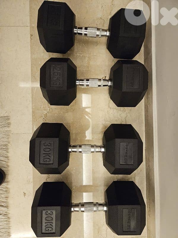 Dumbbells Hex Rubber 25 & 30 kg 0