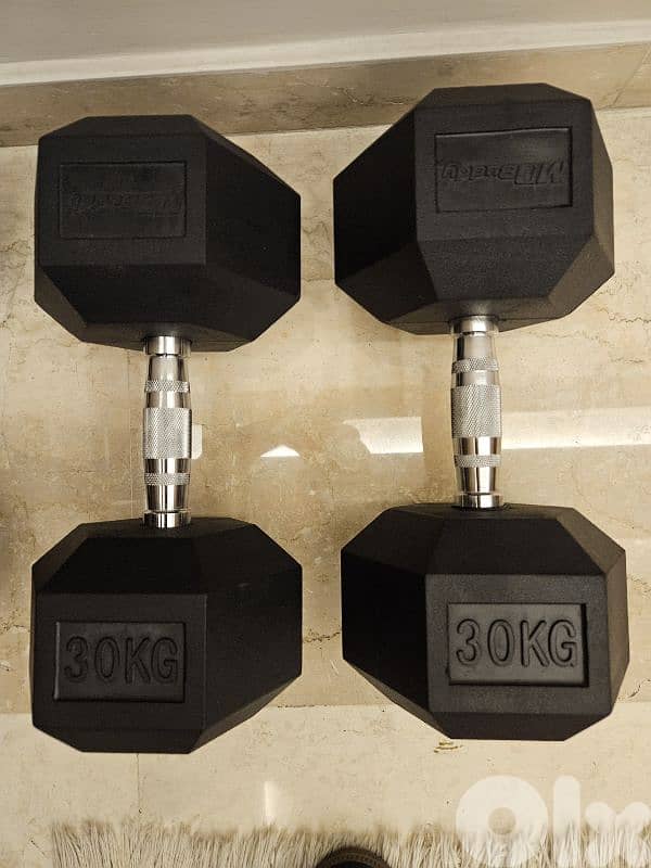 Dumbbells Hex Rubber 25 & 30 kg 2