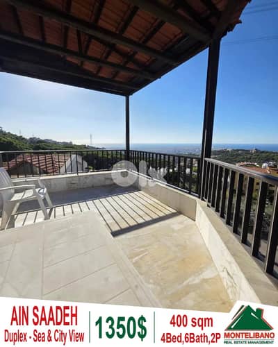 400 sqm Duplex For Sale in Ain Saadeh (عين سعادة) with Sea & City View