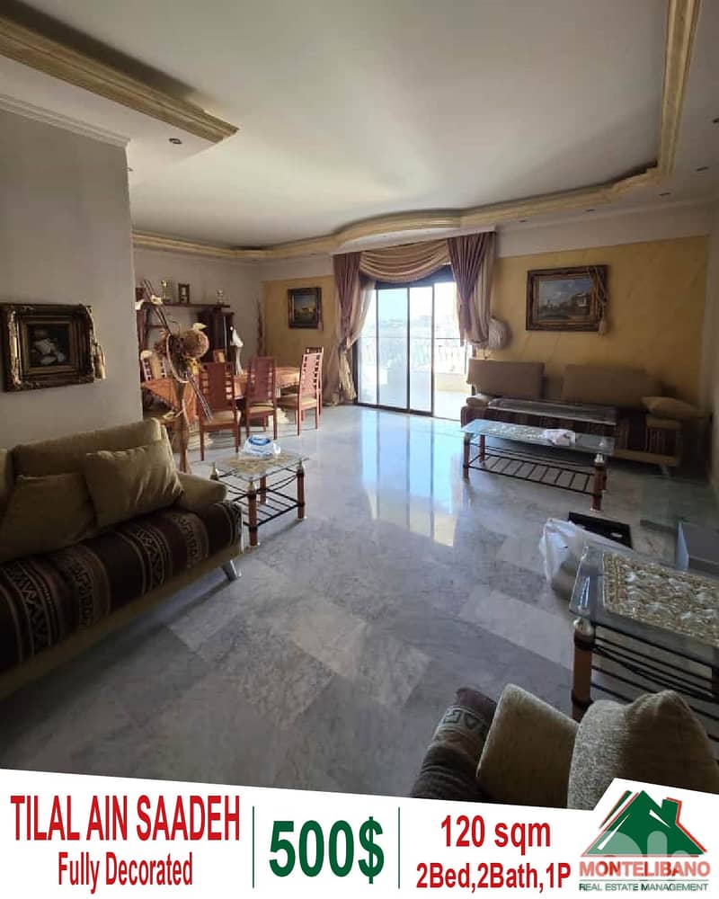 Fully Decorated 120 sqm Apartment For Rent in Tilal Ain Saadeh+View 0