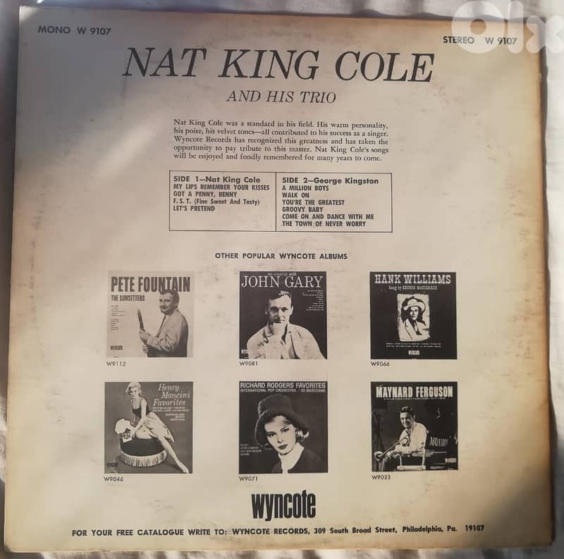 Nat King Kole and his trio Vinyl compilation 1