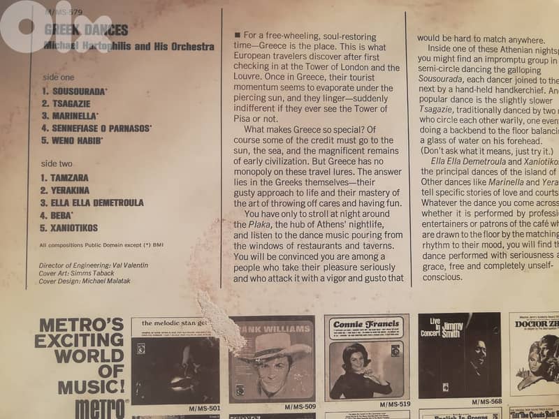 Michael Hartophilis And His Orchestra – Greek Dances vinyl 1