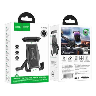 CA119 Rearview Mirror Motorcycle Phone Holder – 360° Adjustable Mount