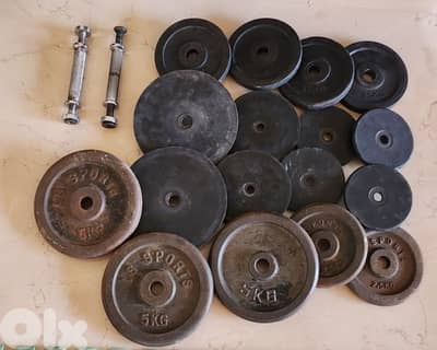 47.5 kg weights, plates and 2 axes dumbells, home gym equipments