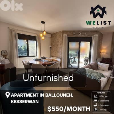 Apartment for rent in Ballouneh شقة للايجار في منطقة بلونه