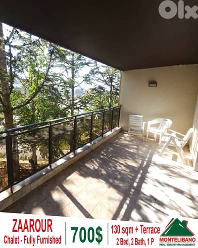 Fully Furnished 130 sqm Chalet For Rent in Zaarour with Terrace & View